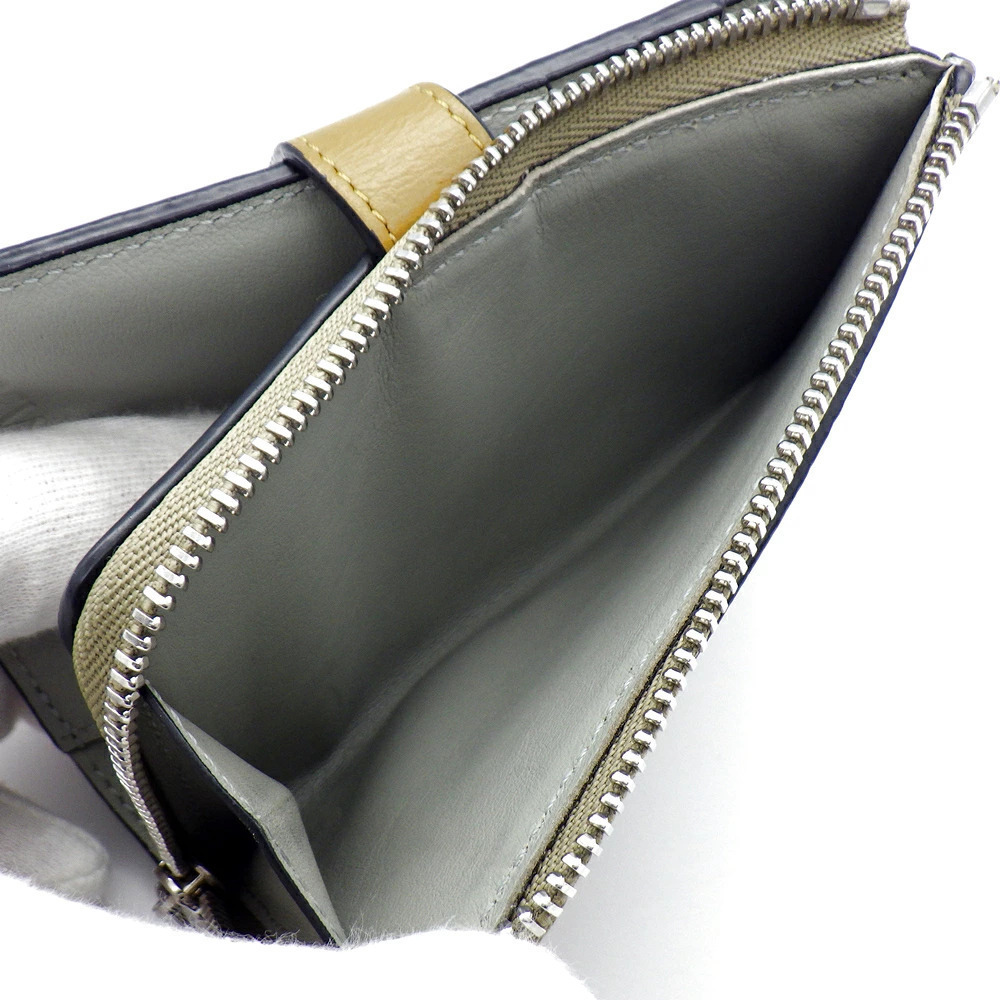 Loewe Slim Zip Bifold Wallet Laurel Green x Ocher Khaki Green Leather Anagram